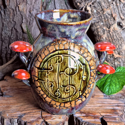 Vase with Hobbit Door and Mushrooms NO. 3950