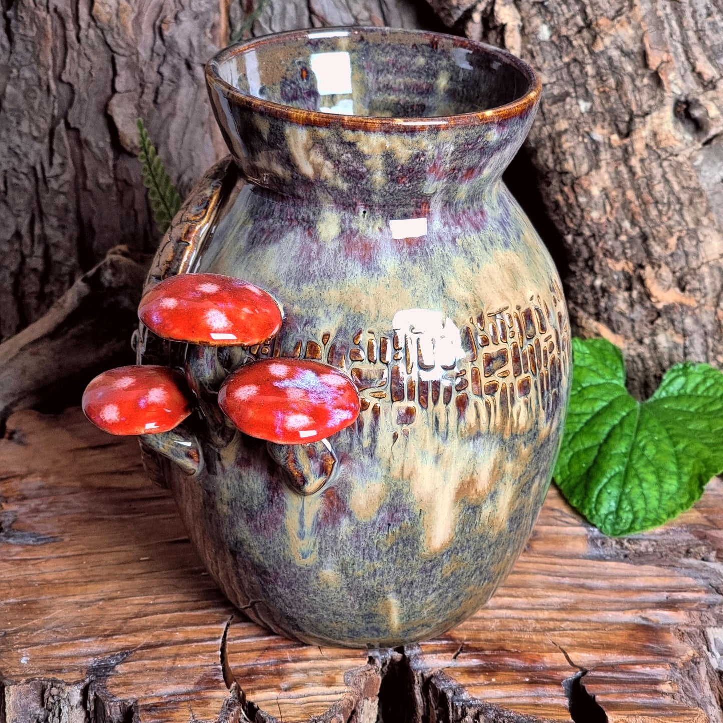 Vase with Hobbit Door and Mushrooms NO. 3950